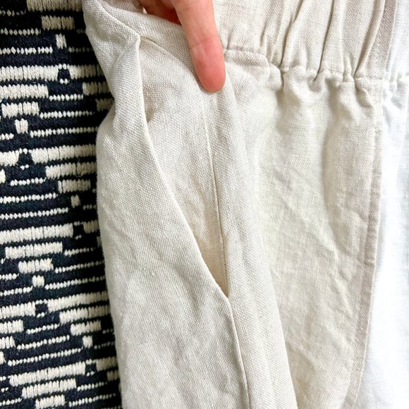 100% linen wide-leg/high-rise/elastic waist pants - Picture 5 of 16